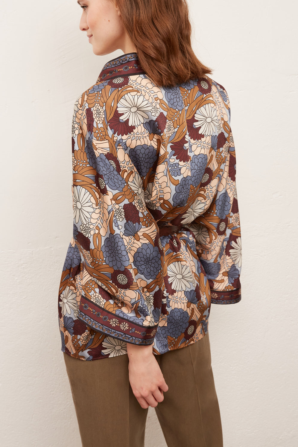 AGATHE - Veste kimono à imprimé floral Faume - seconde main