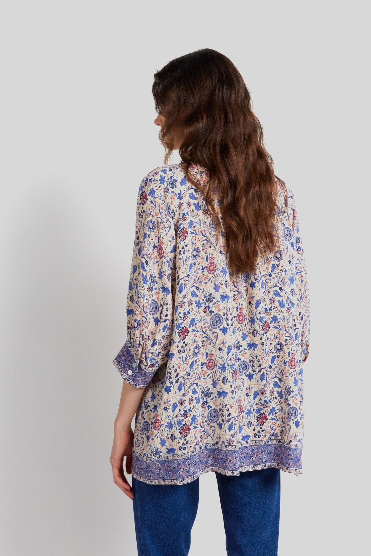 Blouse à motif et finitions contrastées - CAMELLIA Faume - seconde main