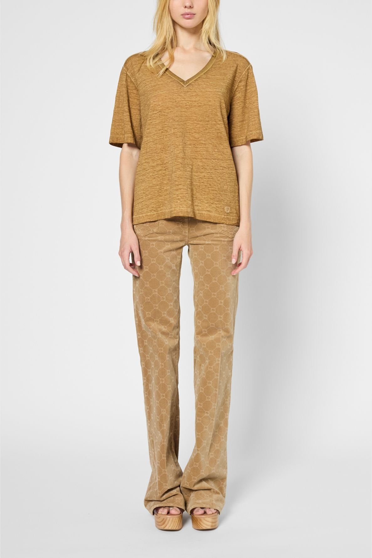 T-shirt ample à col V en lin - GRETA Faume - seconde main