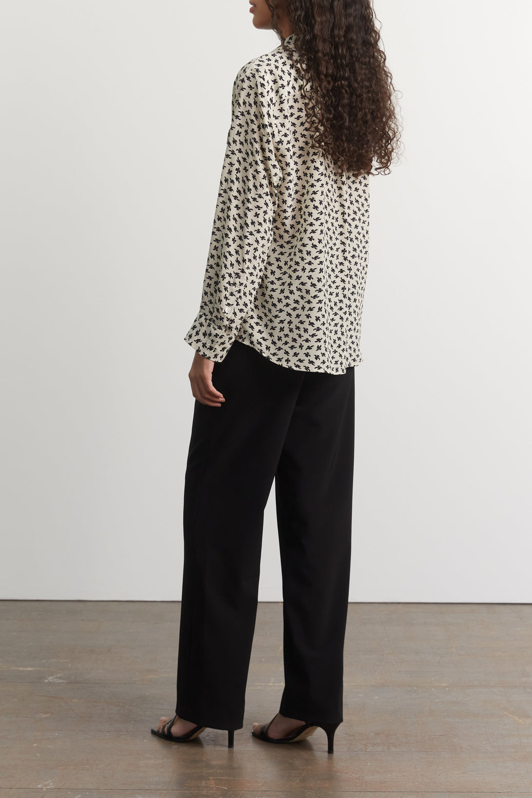 Blouse en soie imprimé oiseaux - CLEA Faume - seconde main