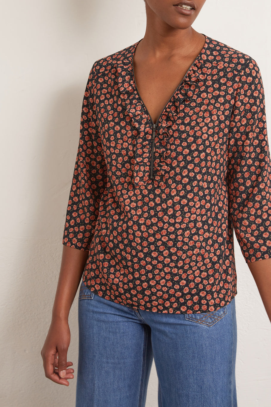 Ana - Blouse fleurie volantée Faume - seconde main