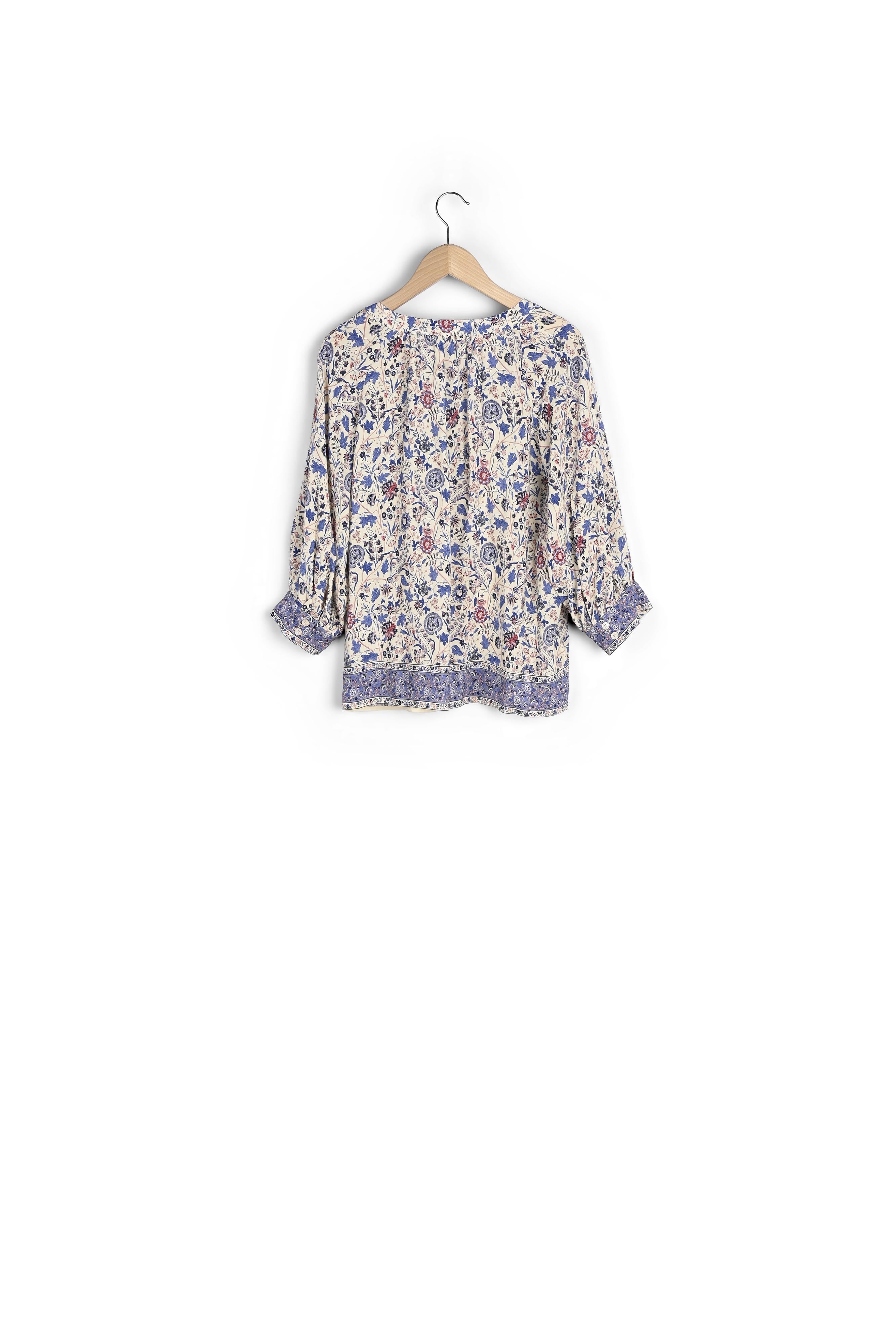 Blouse à motif et finitions contrastées - CAMELLIA Faume - seconde main