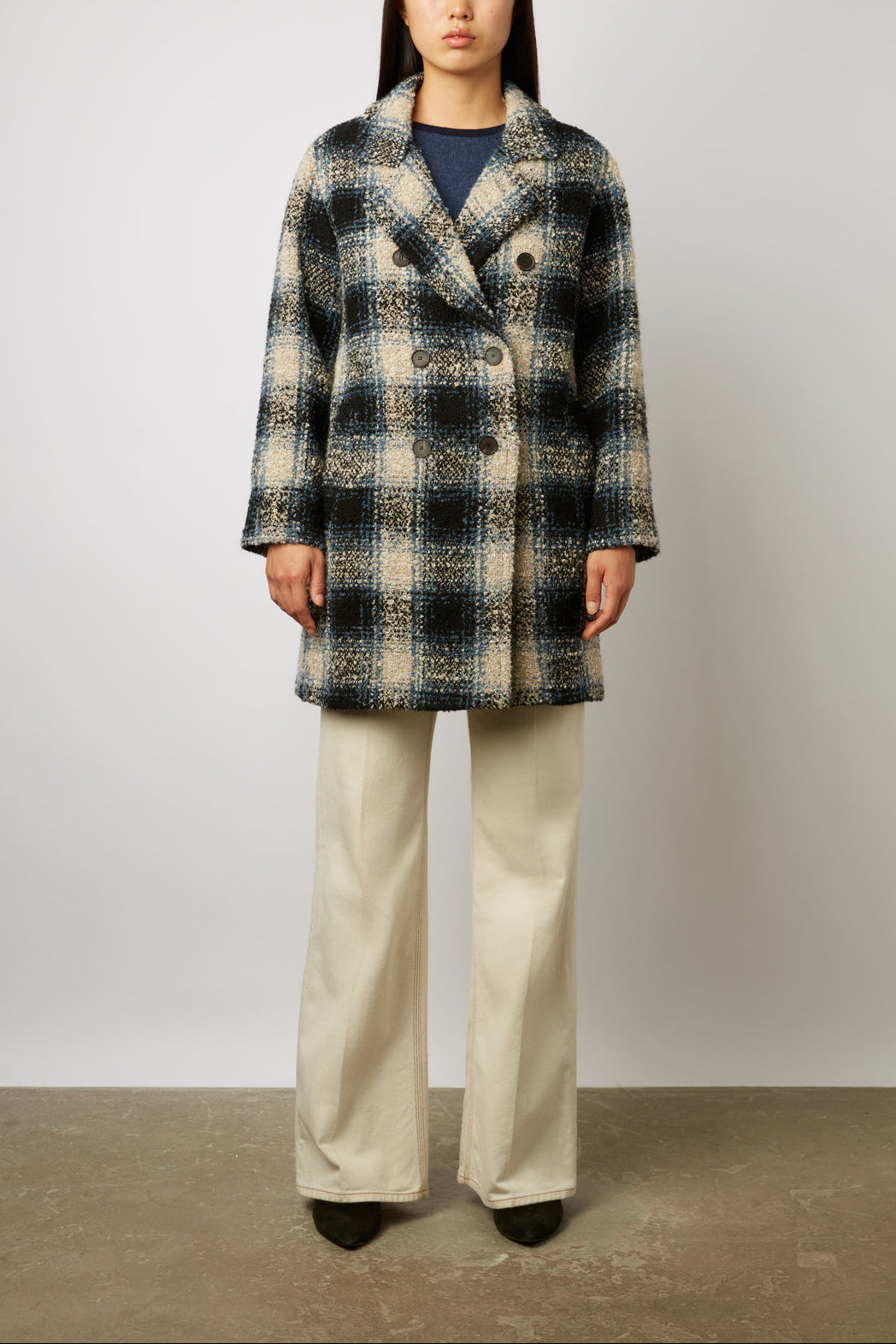 Manteau croisé à carreaux - SAVERINA Faume - seconde main