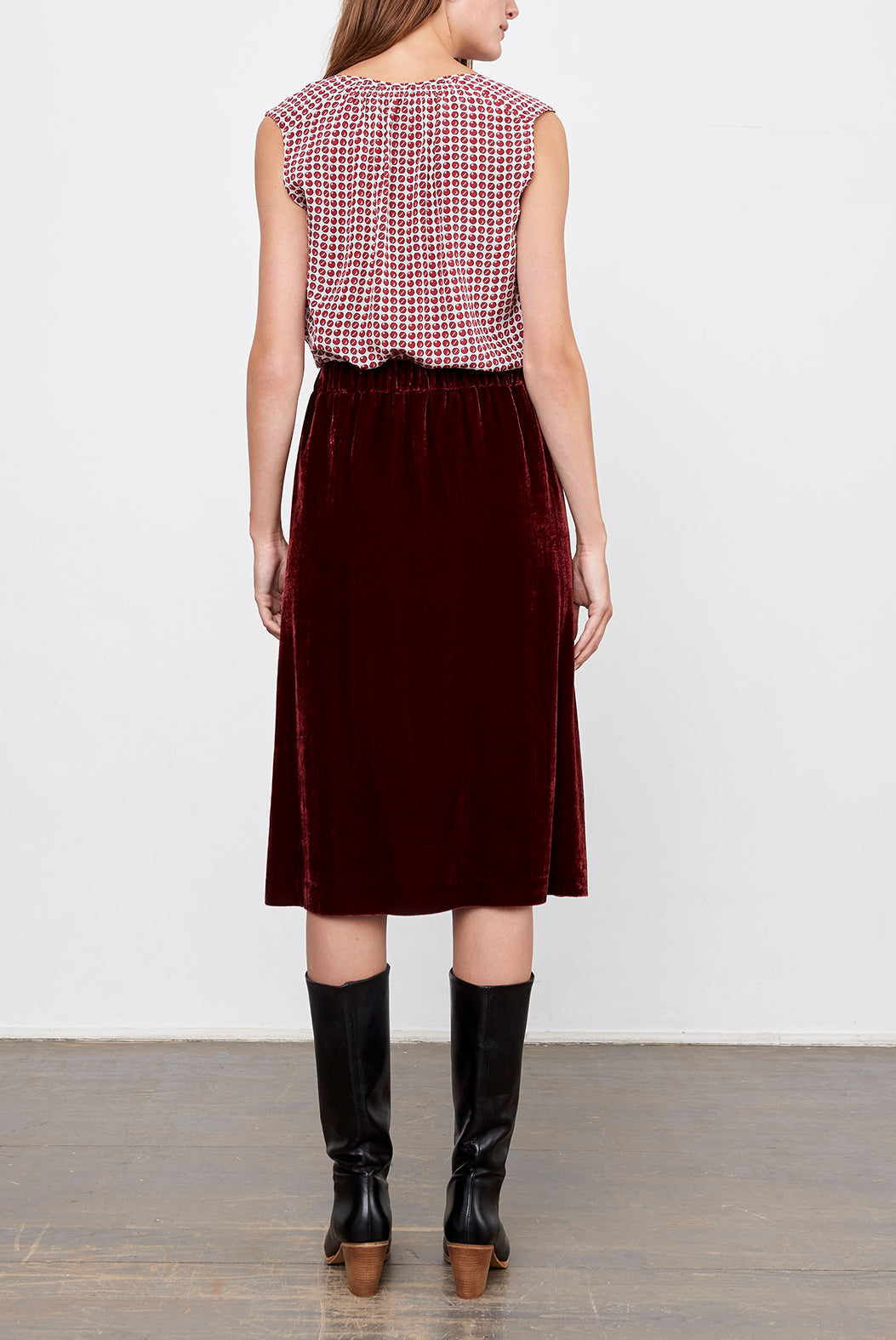 TALLY - Jupe midi velours Faume - seconde main