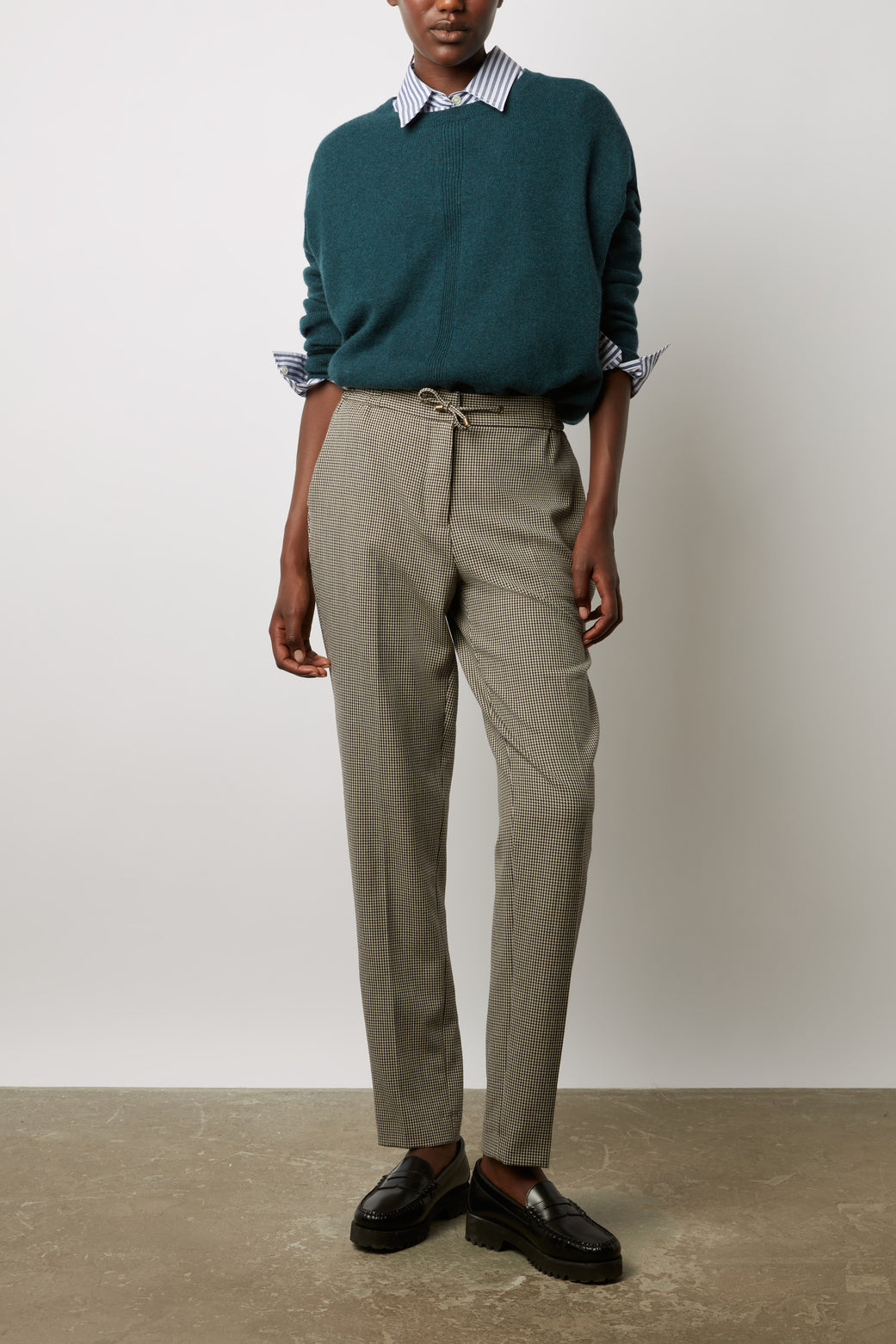 Pantalon droit de tailleur imprimé Pied-de-puce - ELINDA Faume - seconde main