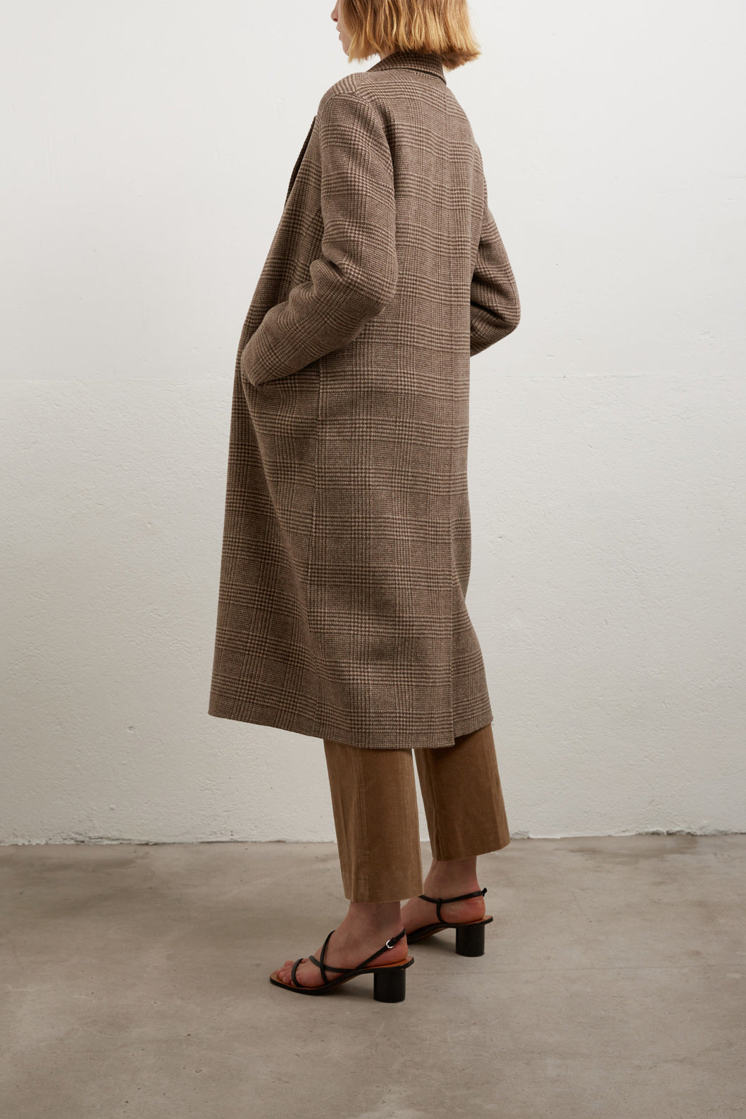 SAVERIA - Manteau en laine prince de galles Faume - seconde main