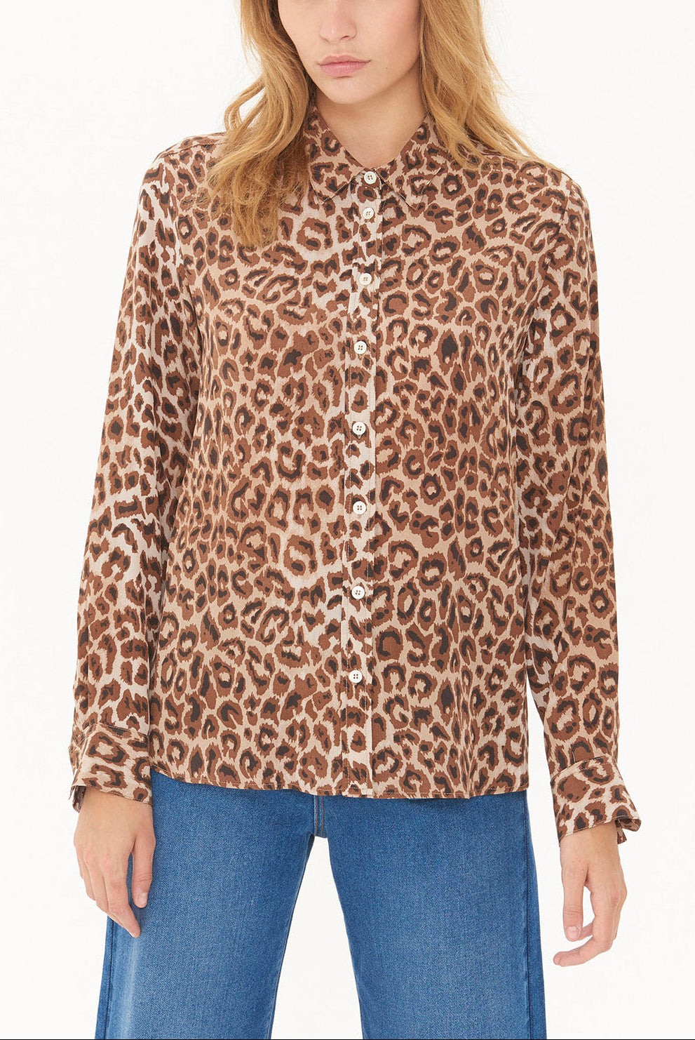 MAYA - Chemise en soie imprimé léopard Faume - seconde main