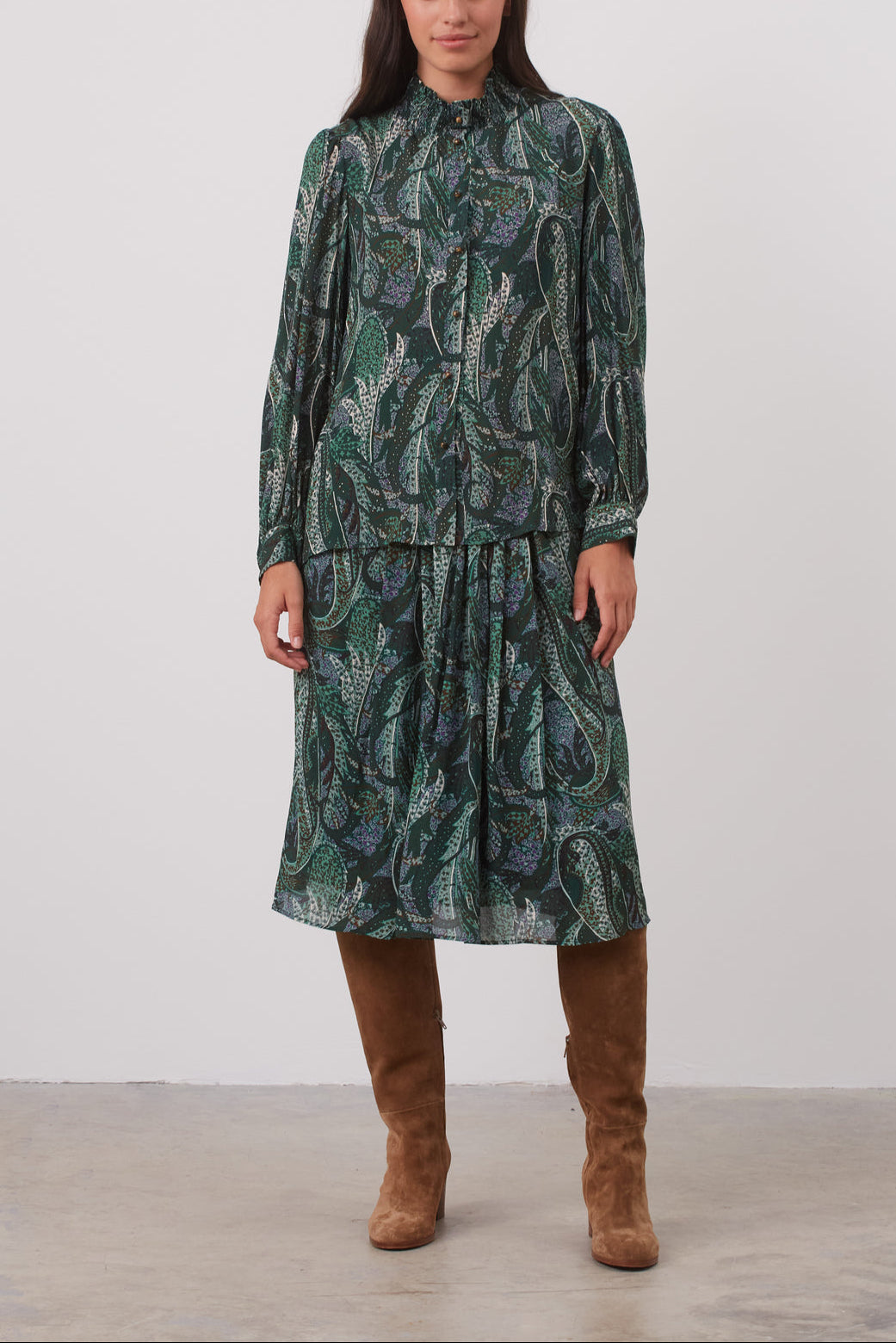 Chemisier imprimé à col froncé - CHADE Faume - seconde main