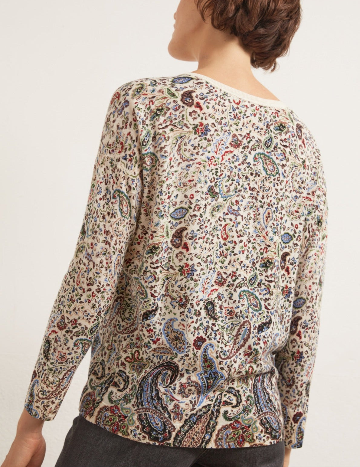 Pull fin en laine à imprimé cachemire Faume - seconde main
