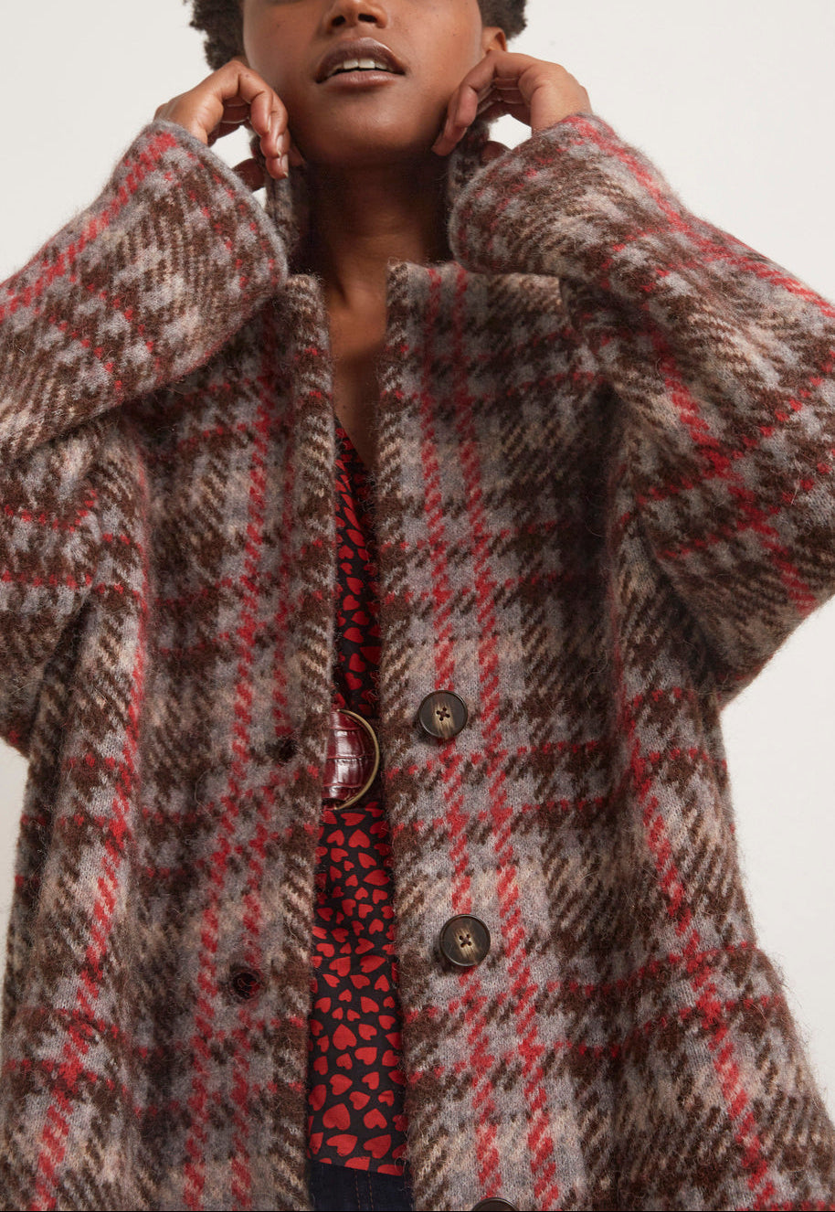 Manteau oversize en laine pied-de-coq Faume - seconde main