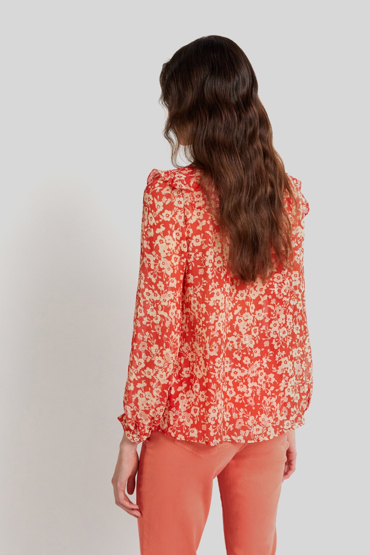 Chemise fleurie à volants - CHADE Faume - seconde main