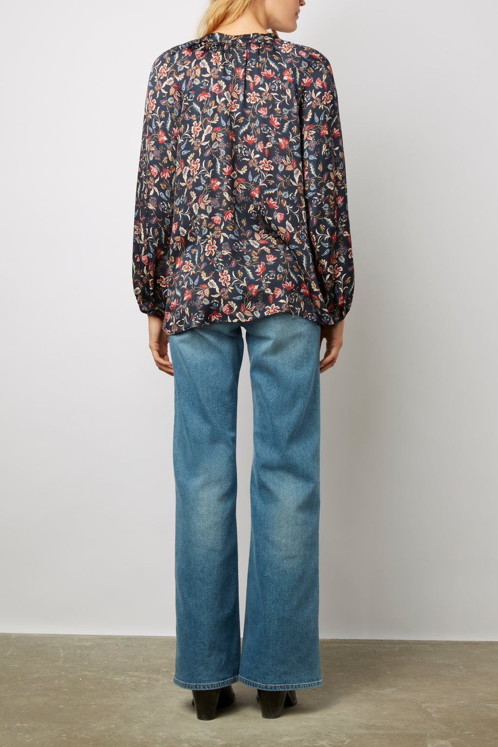 Chemise satinée à fleurs et col rond - CASSANDRA Faume - seconde main