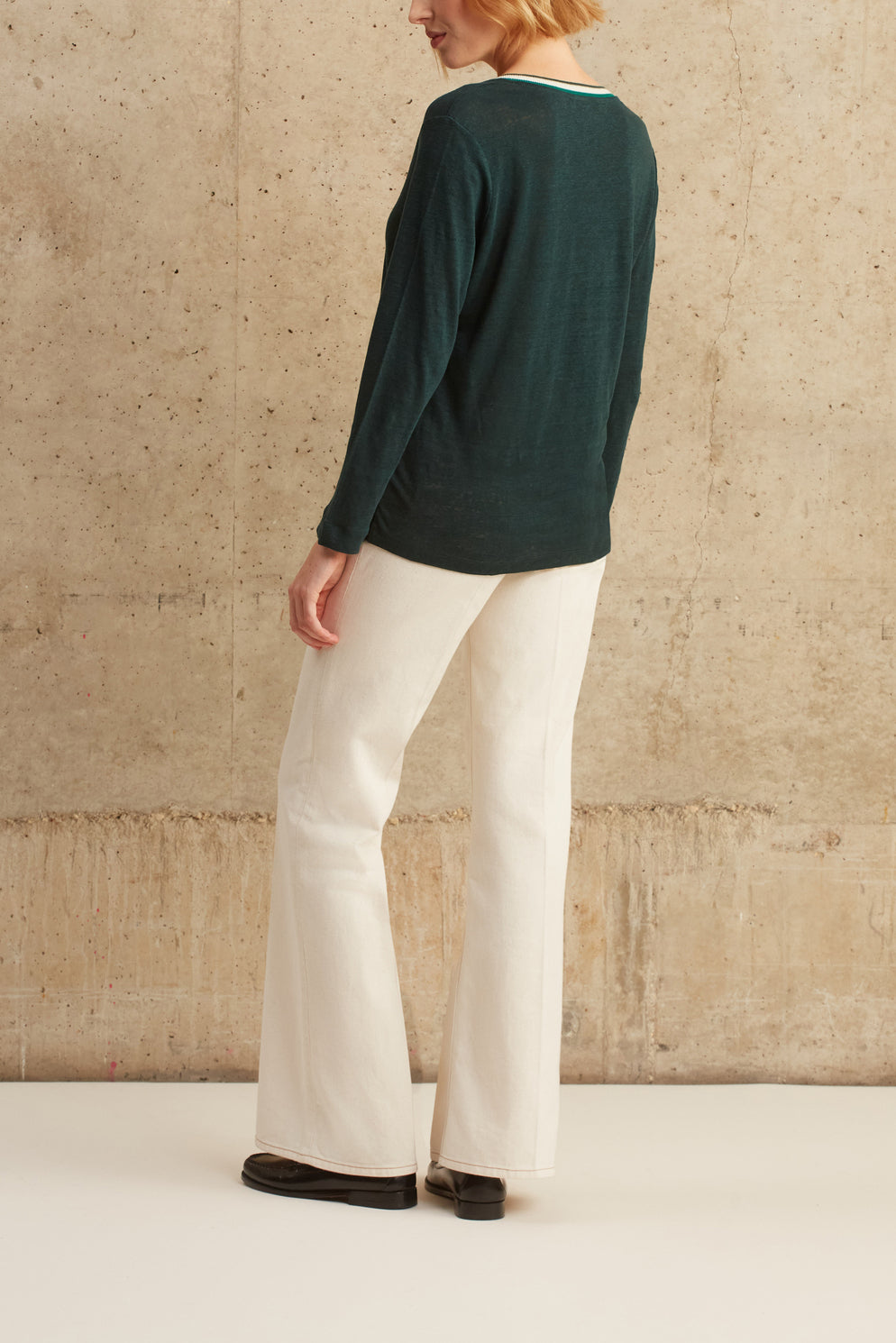 Tee-shirt en maille de lin à col fantaisie - AMELY Faume - seconde main