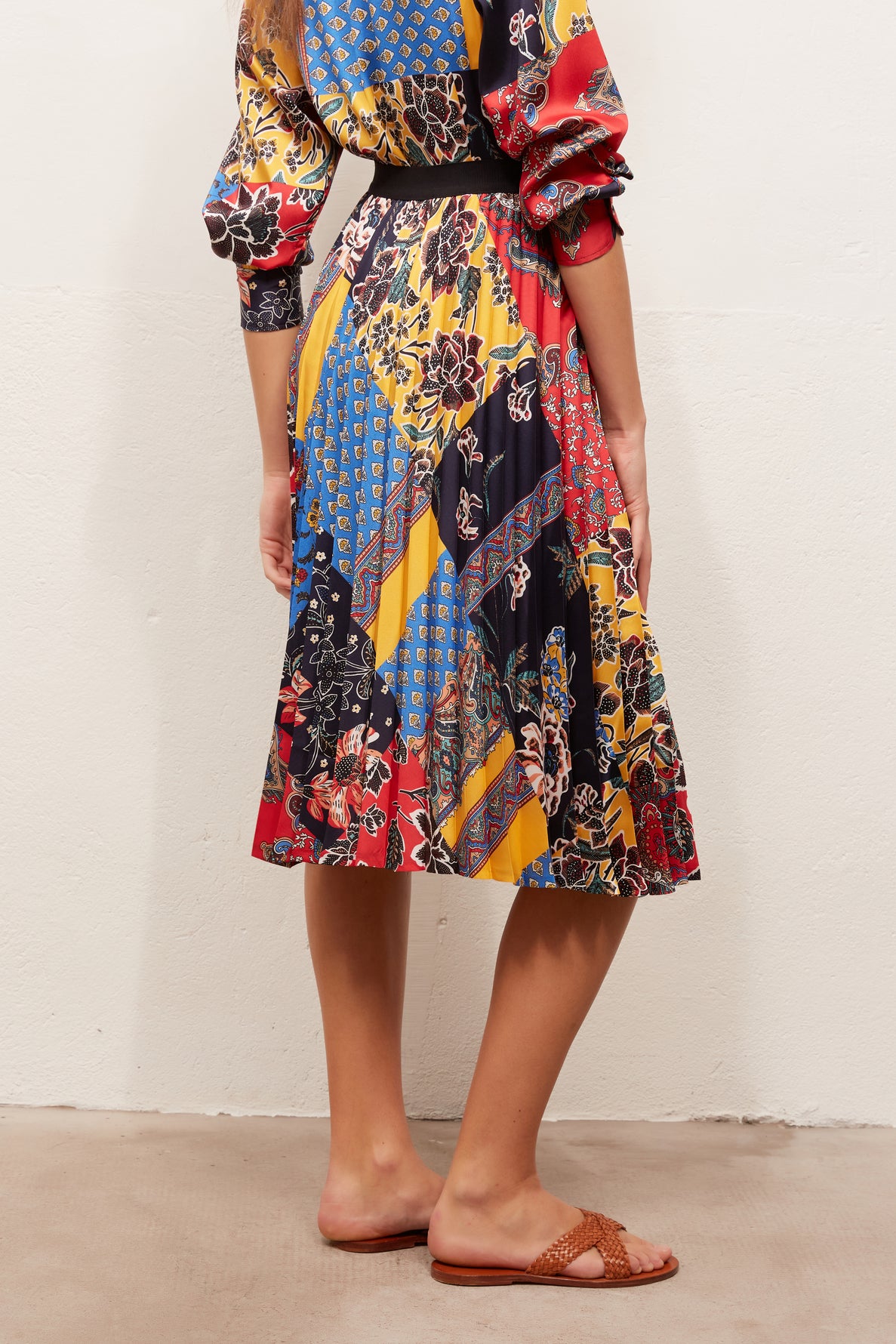 LAVINIA - Jupe plissée soleil imprimée Faume - seconde main