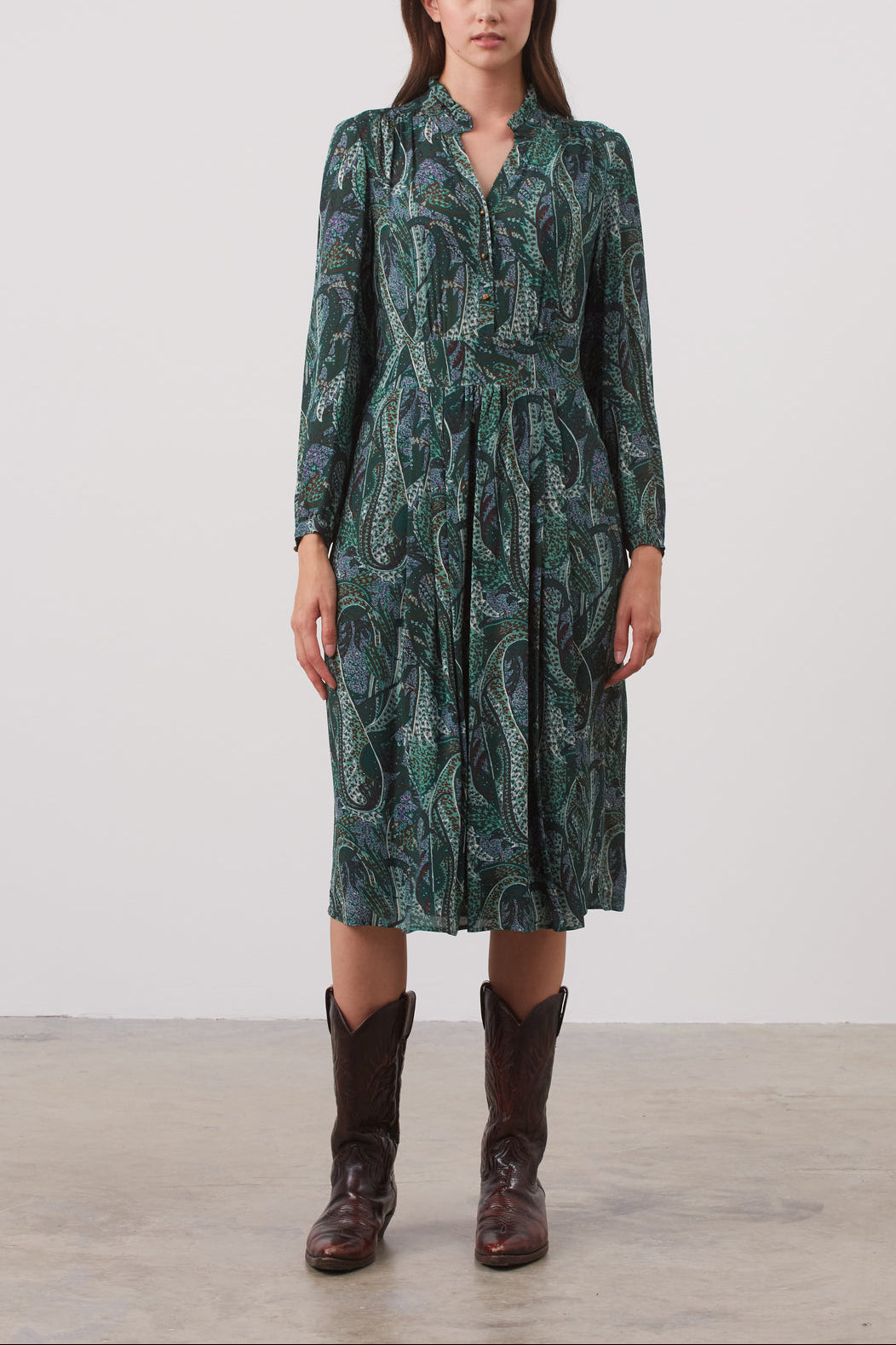 Robe longue en crêpe mousseline imprimé - JOIA Faume - seconde main