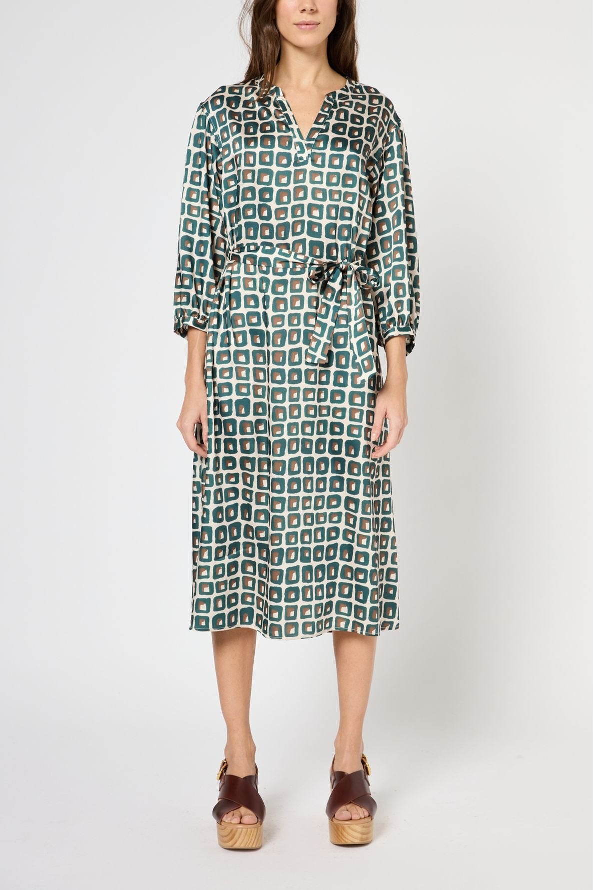 Robe midi à imprimé géométrique - PIETRA Faume - seconde main