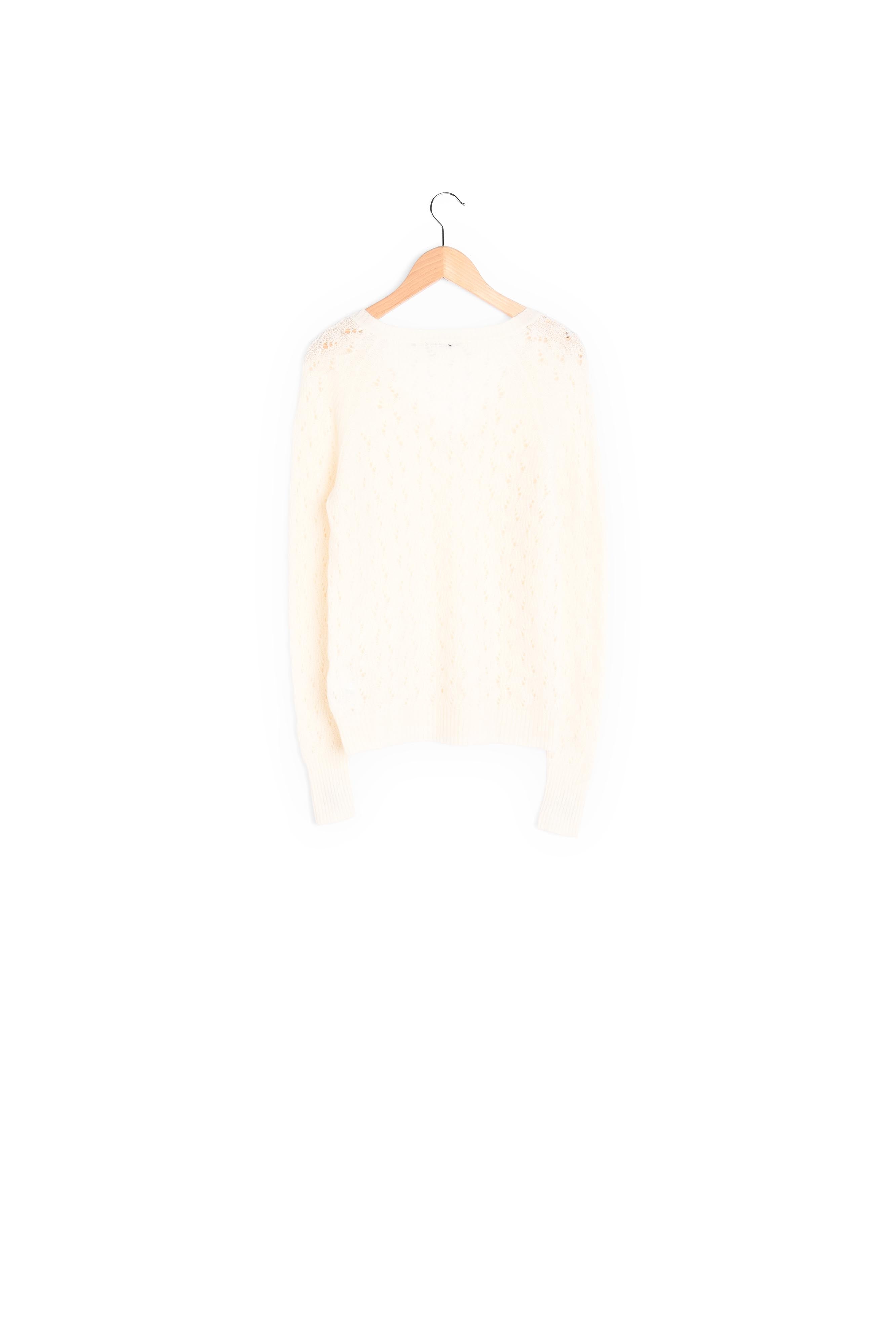 EMY - Pull V en laine et cachemire avec ajours Faume - seconde main
