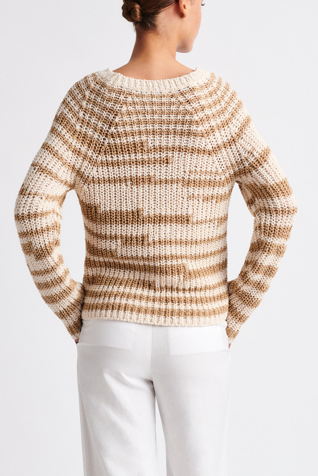 EDY - Pull en coton bicolore Faume - seconde main