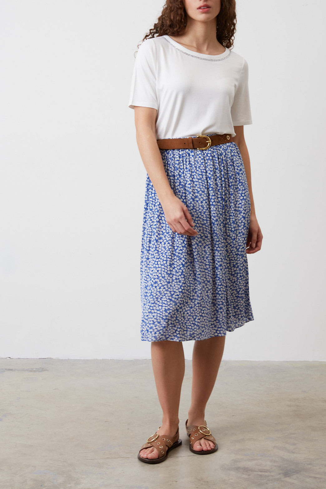 T-shirt uni à col rond fantaisie - ABEL Faume - seconde main