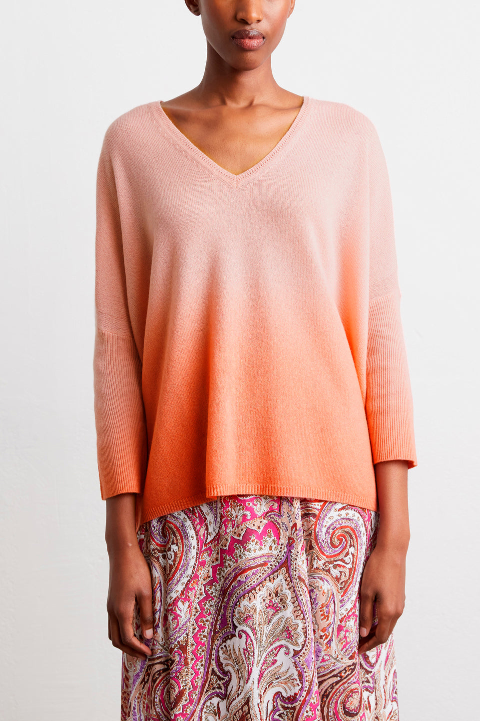 Pull V en cachemire tie and dye - LEANE Faume - seconde main