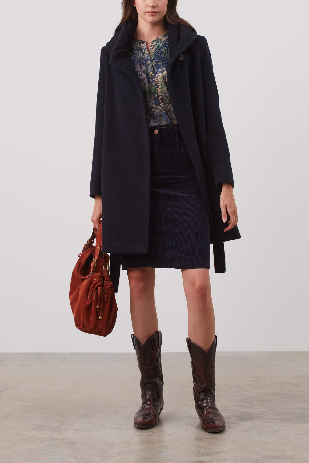 Manteau ceinturé en laine vierge et angora - SYRINE Faume - seconde main