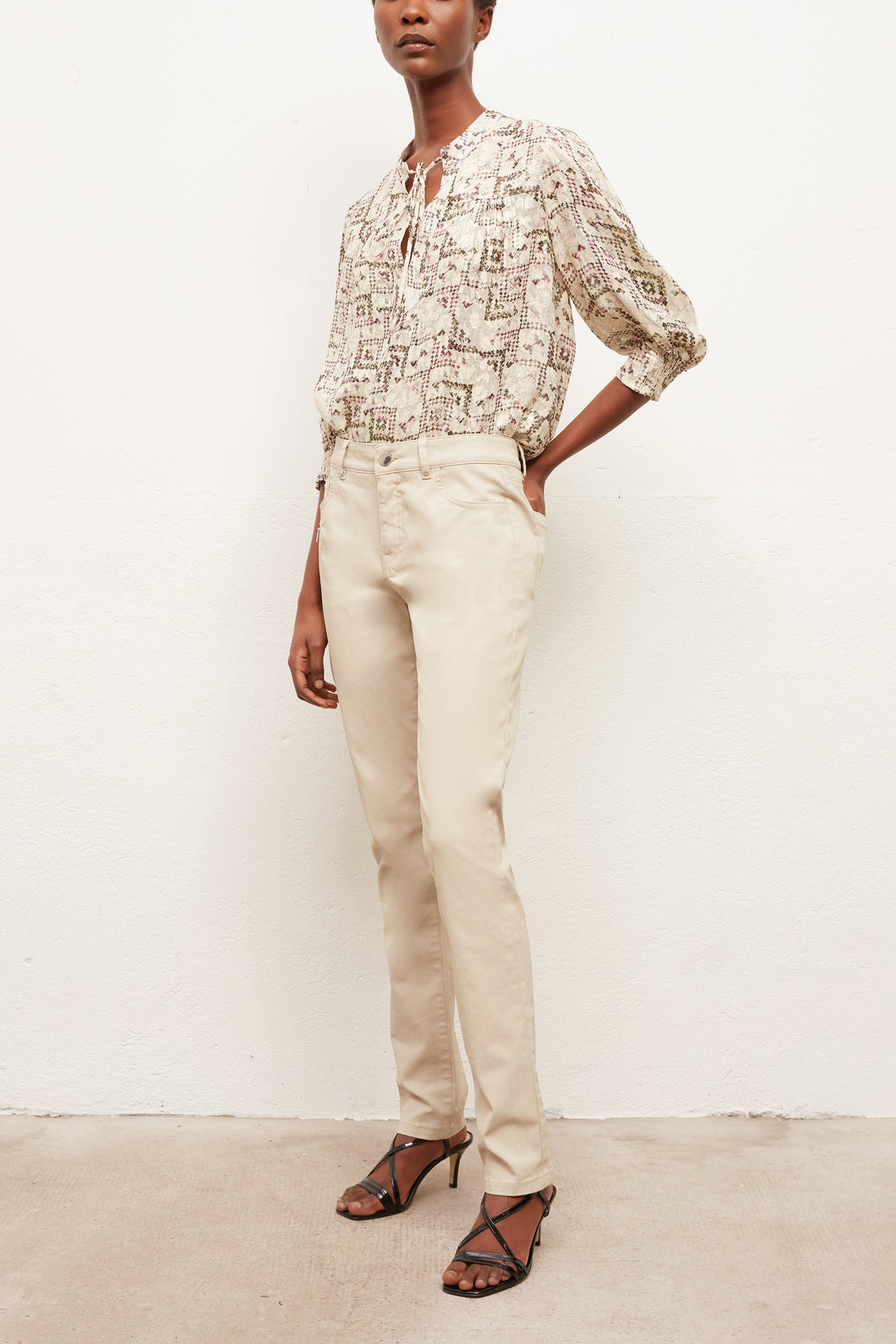 MARGAUX - Pantalon en coton Stretch enduit Faume - seconde main