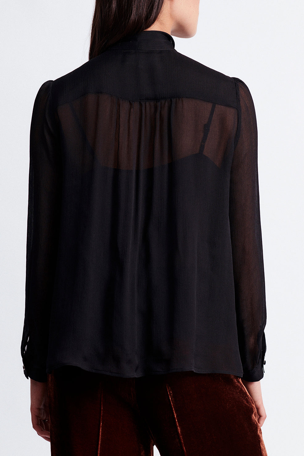 Chemisier fluide en soie à lavallière Faume - seconde main