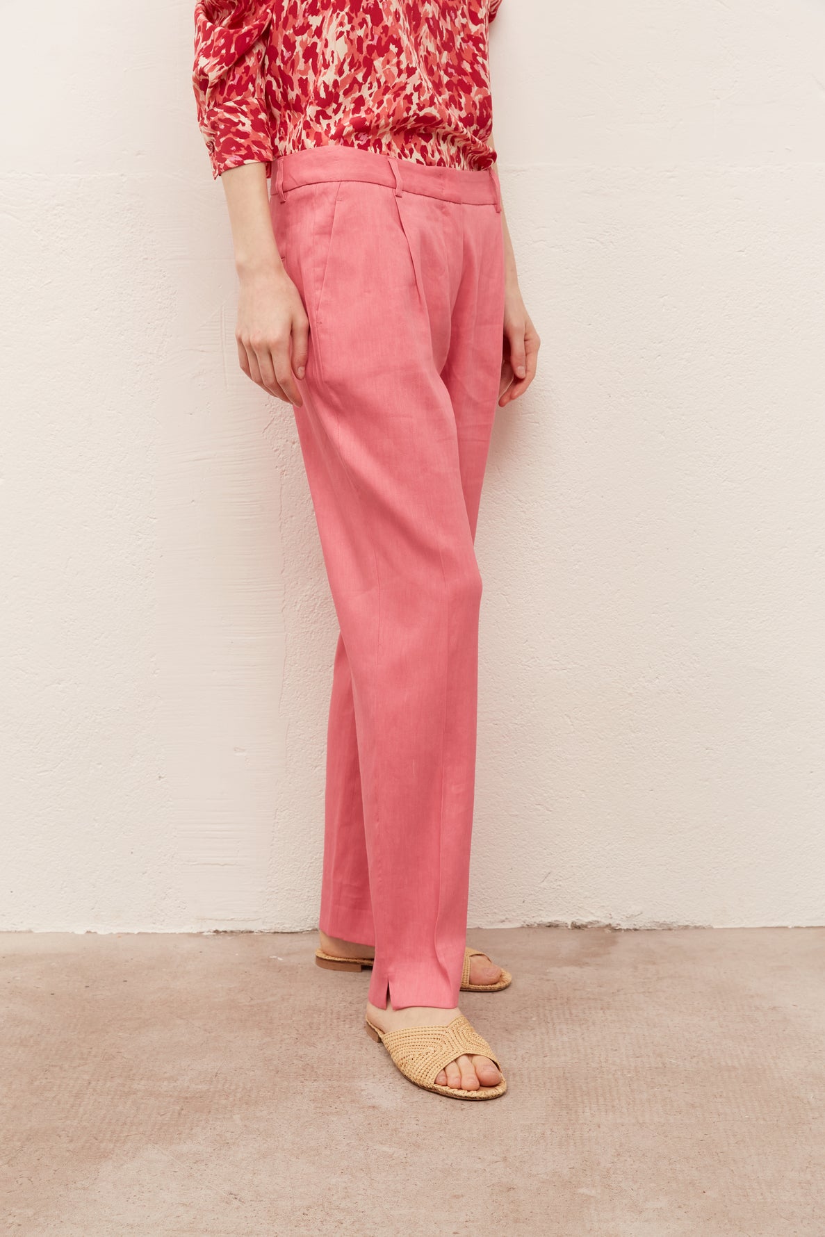 MONICA - Pantalon droit 7/8 en lin mélangé Faume - seconde main