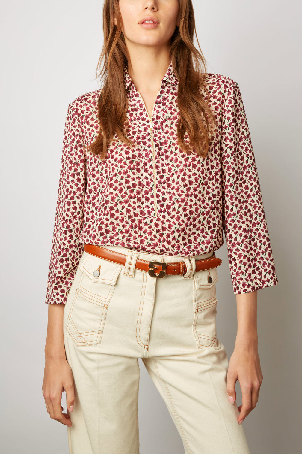 Chemise zippée à fleurs - CATHERINE Faume - seconde main