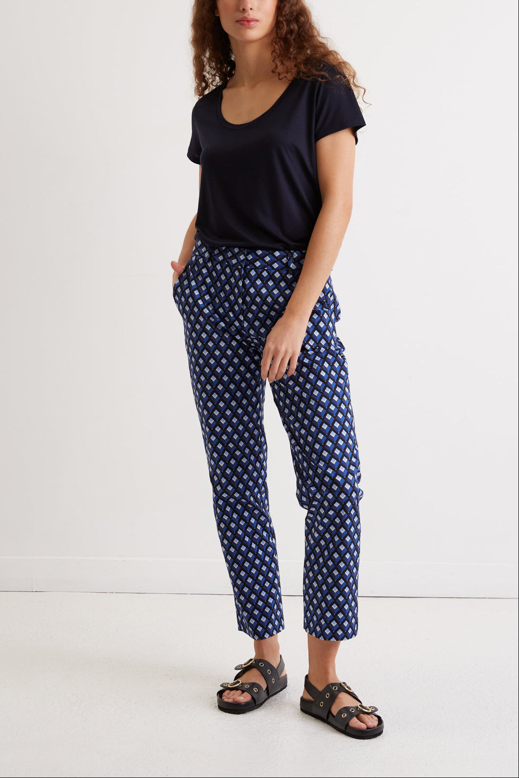 Pantalon en coton imprimé losanges  - ELIESS Faume - seconde main