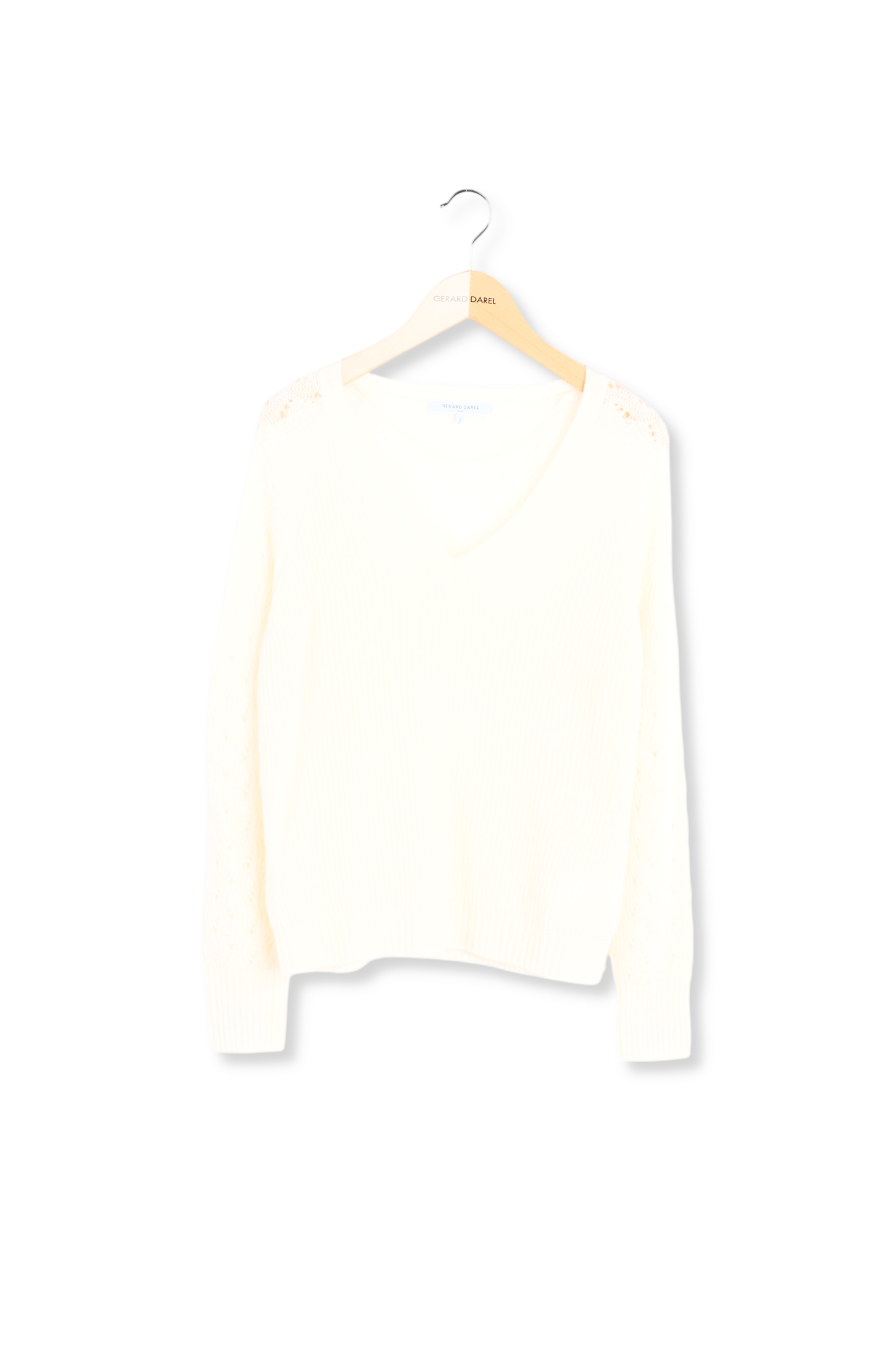 EMY - Pull V en laine et cachemire avec ajours Faume - seconde main