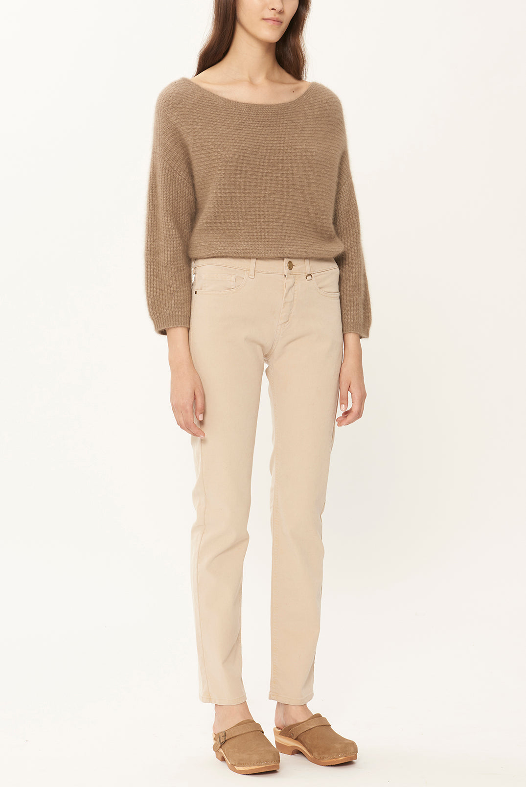LILA - Pantalon cigarette en toile mélangée Faume - seconde main