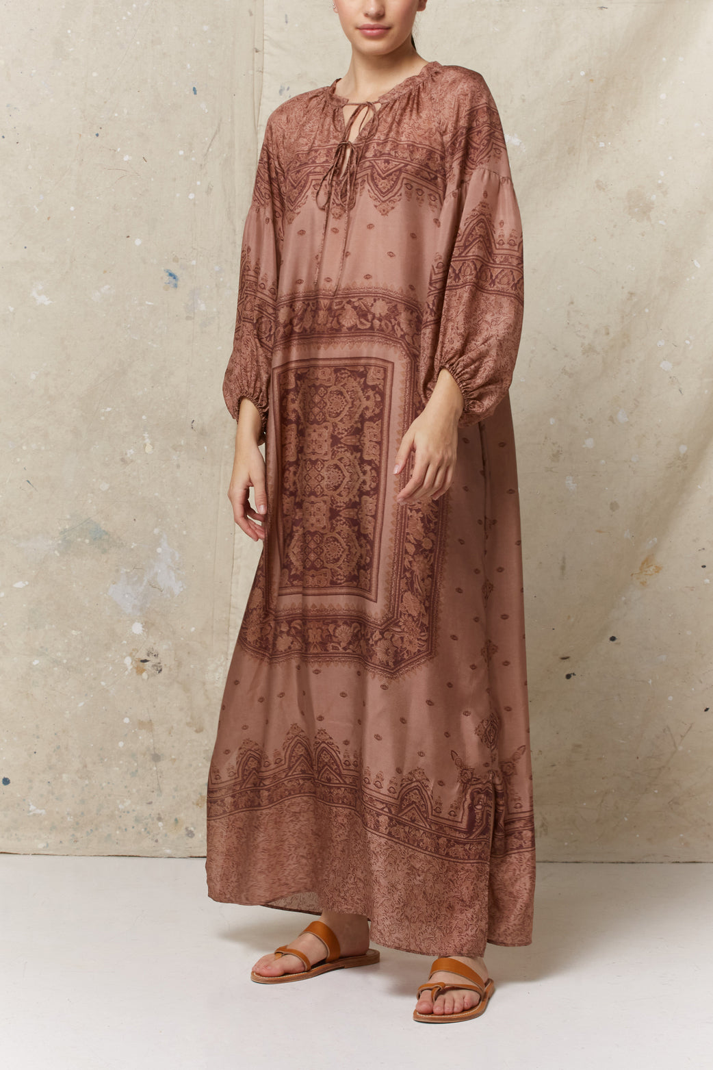 Robe longue en soie imprimée - MALCOLM Faume - seconde main