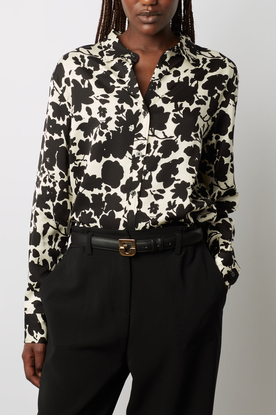 Chemise fluide imprimé fleurs bicolores - CARLA Faume - seconde main