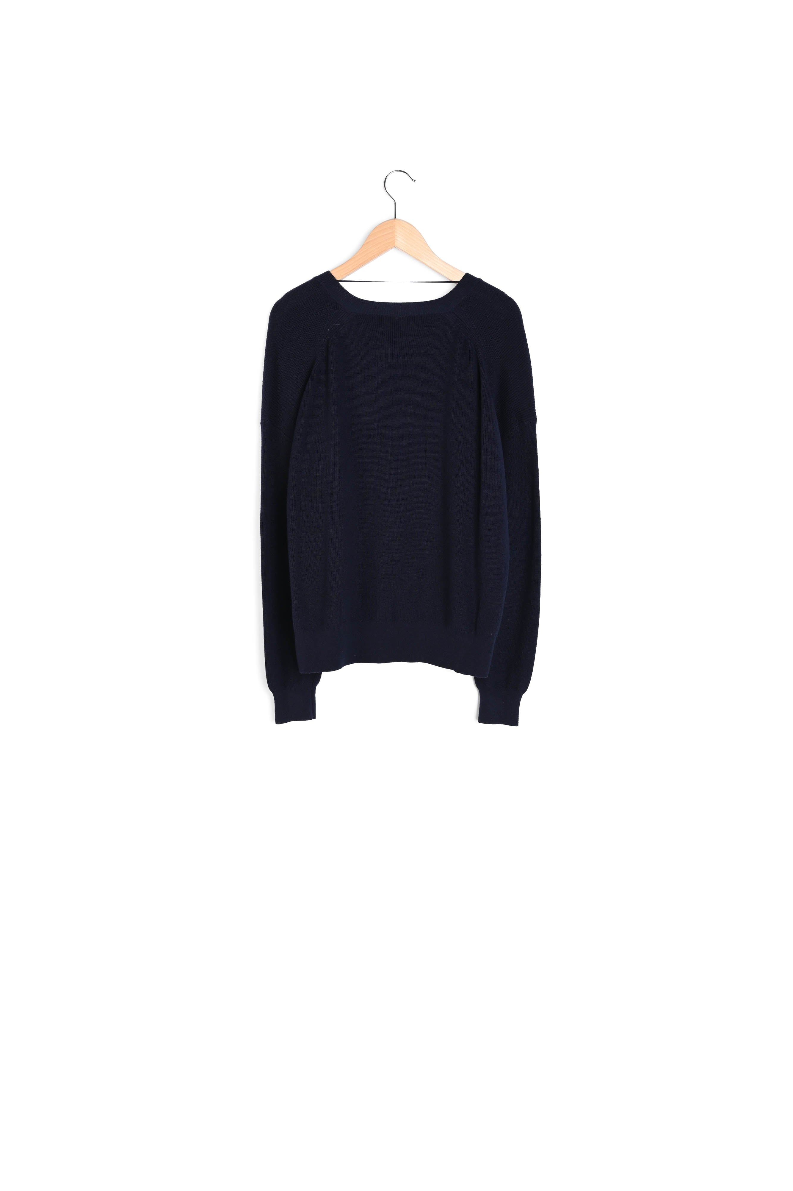 Pull V en laine et coton à fines côtes - LAURANNA Faume - seconde main