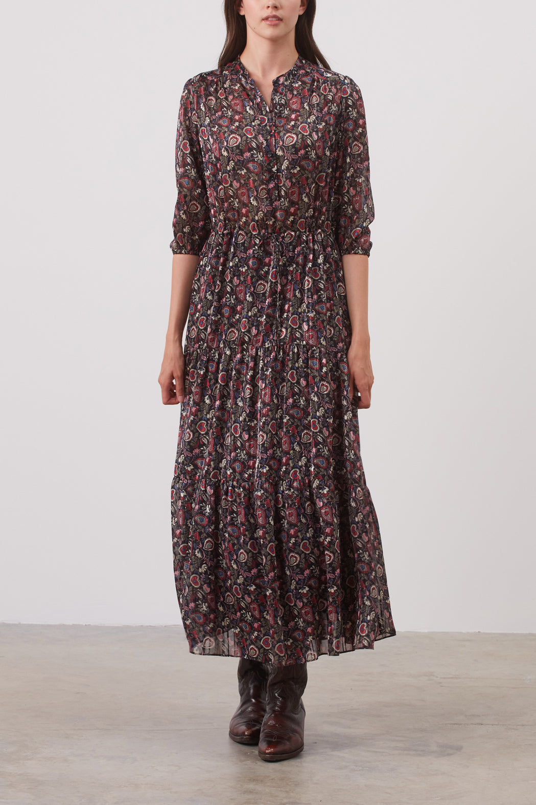 Robe bohème en mousseline lamée imprimée - JUANA Faume - seconde main