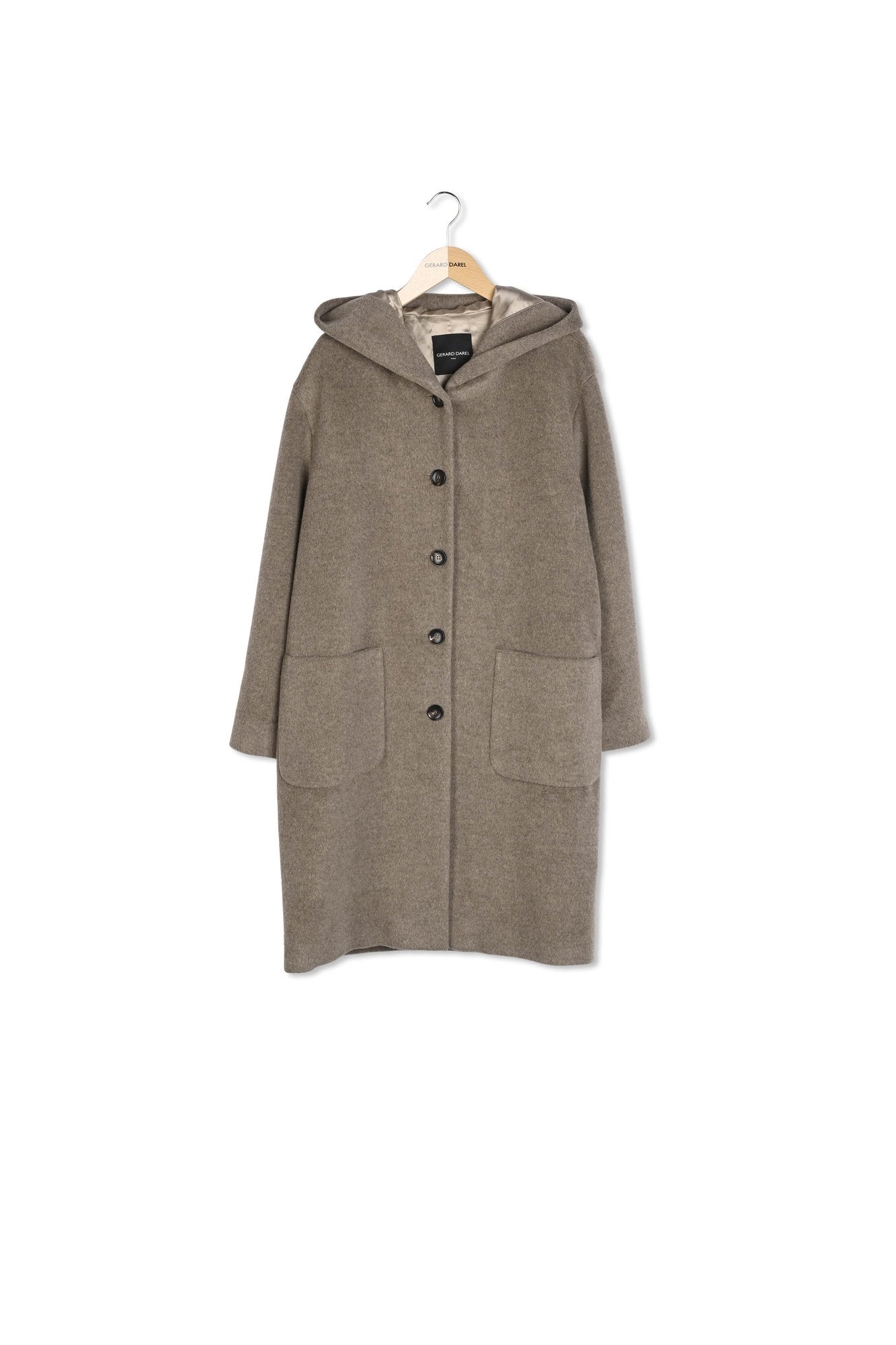 Manteau droit à capuche en laine et angora - LANELLE Faume - seconde main