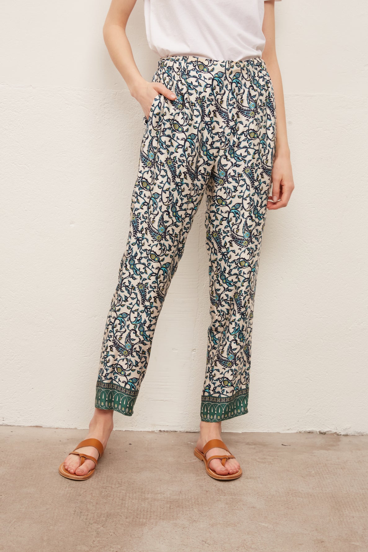 MARILOU - Pantalon 7/8 à imprimé fantaisie Faume - seconde main