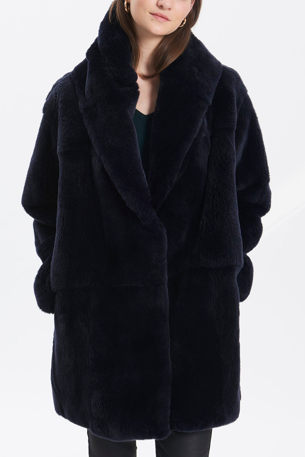 ABBIE - Manteau à capuche en lapin Faume - seconde main