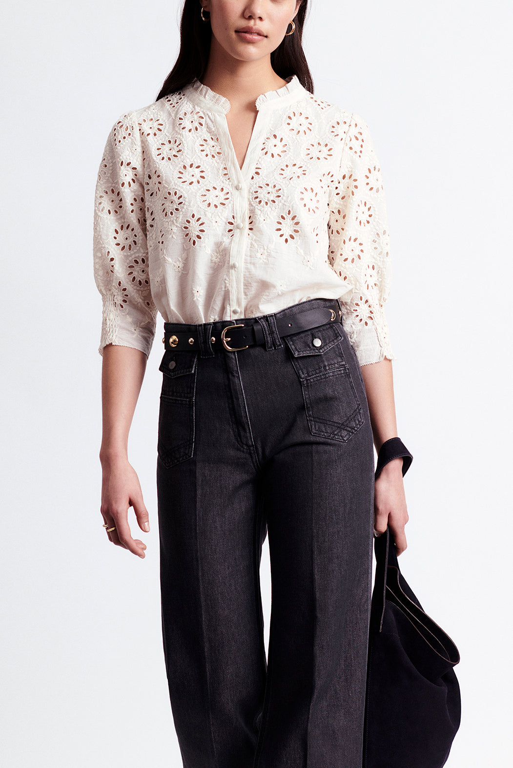 NEEL - blouse en coton et broderie anglaise Faume - seconde main