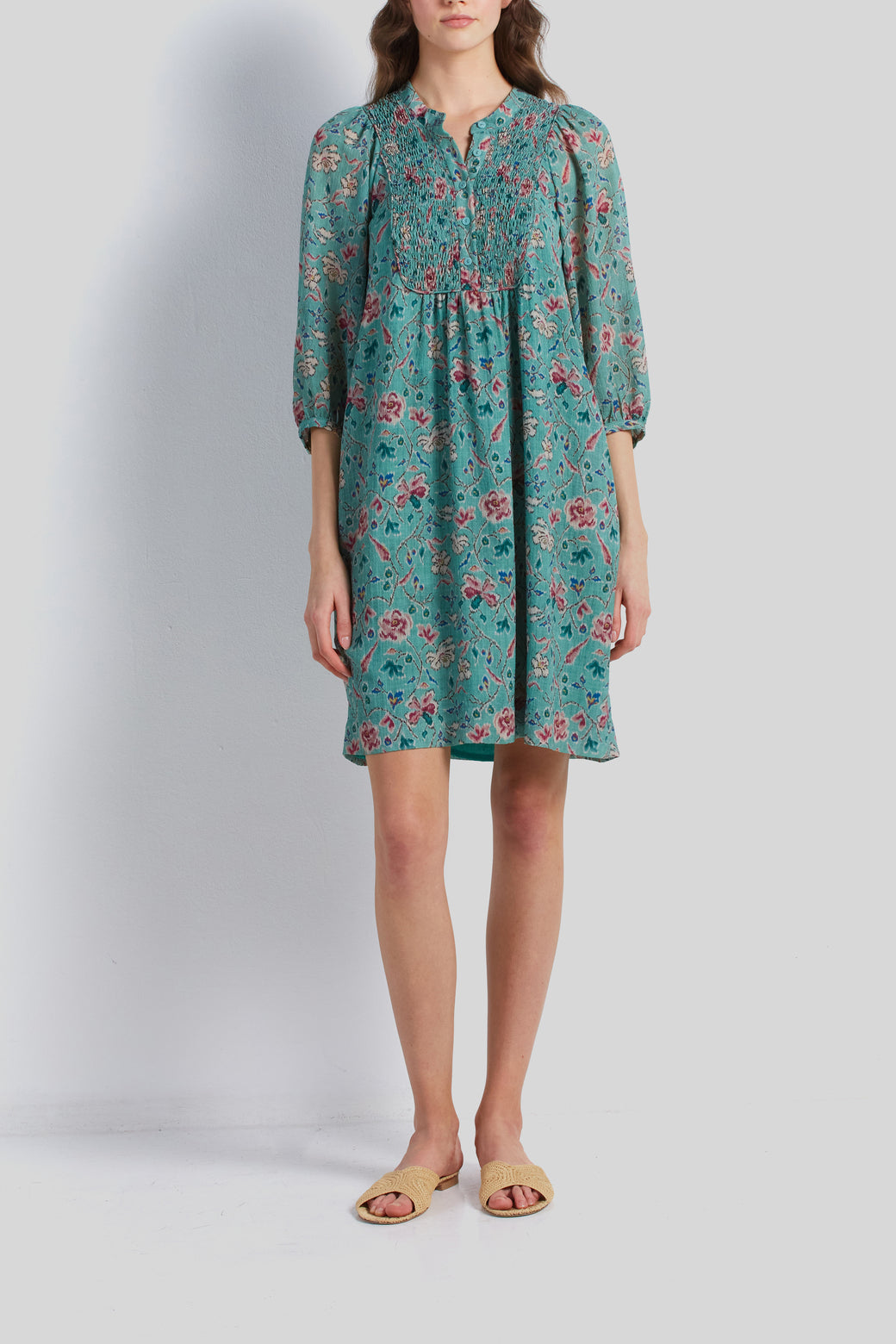 Robe à plastron smocké - JIA Faume - seconde main