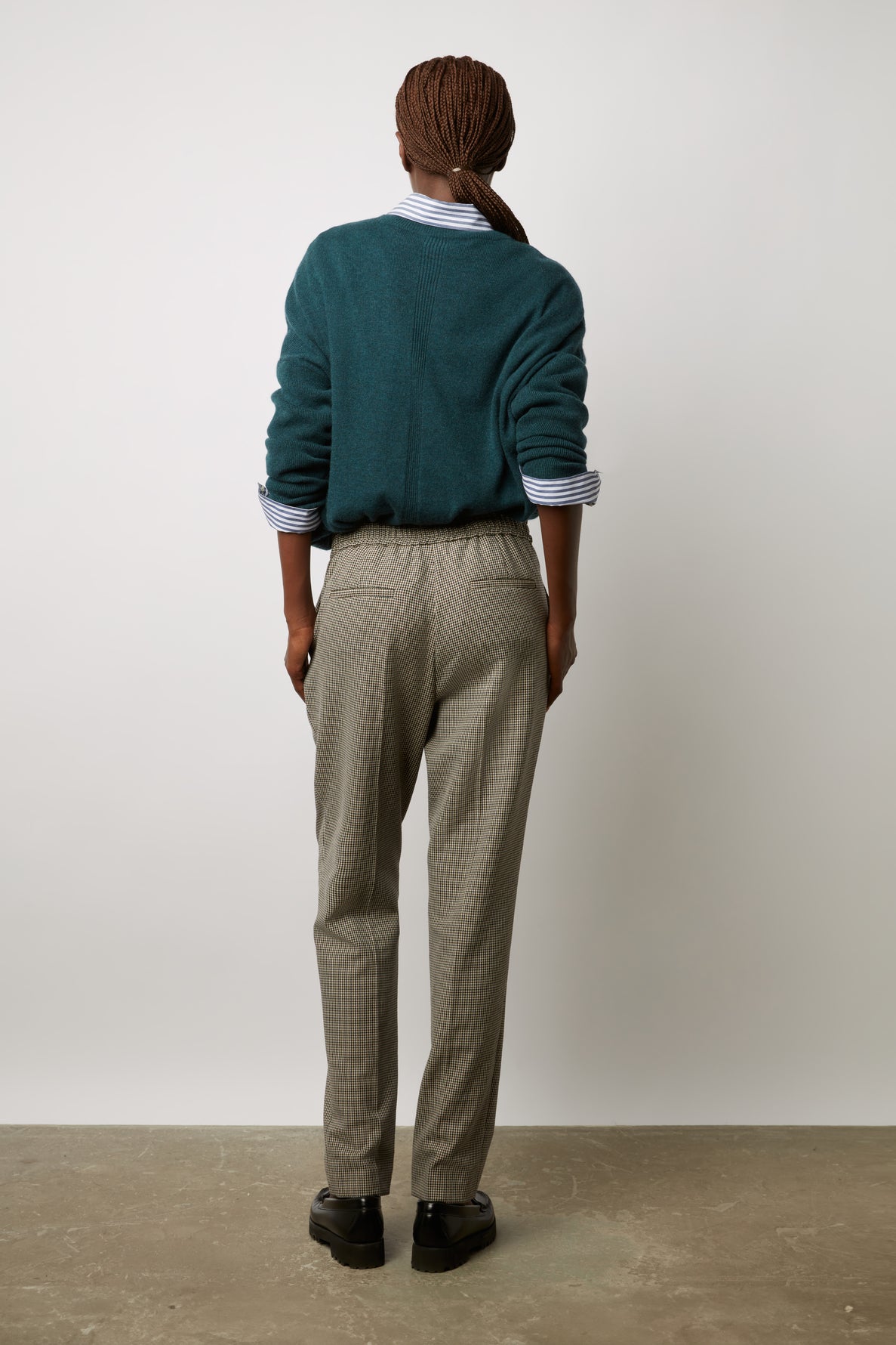 Pantalon droit de tailleur imprimé Pied-de-puce - ELINDA Faume - seconde main