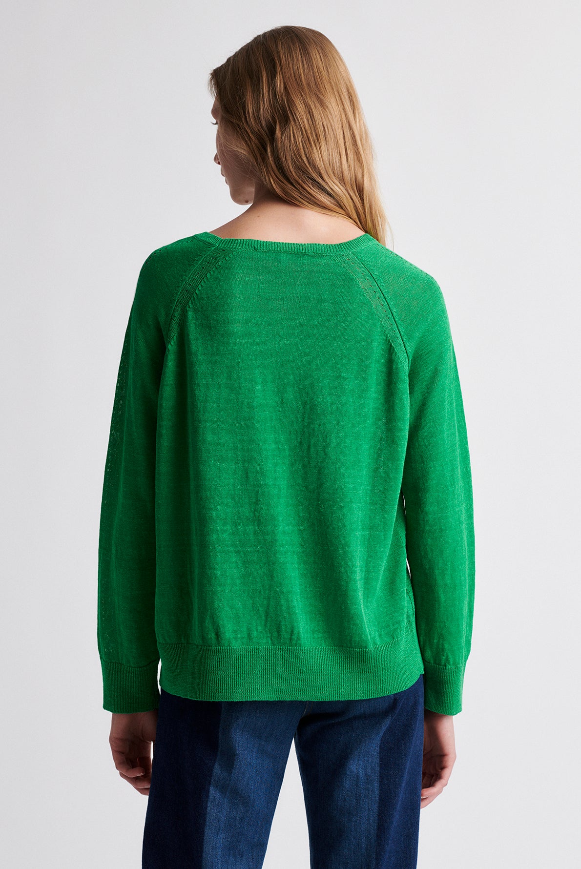 ELDA - Pull fin en lin avec jeu de mailles Faume - seconde main