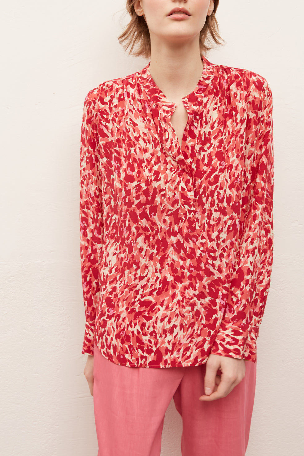 NORA - Blouse imprimée en soie crêpe de Chine Faume - seconde main