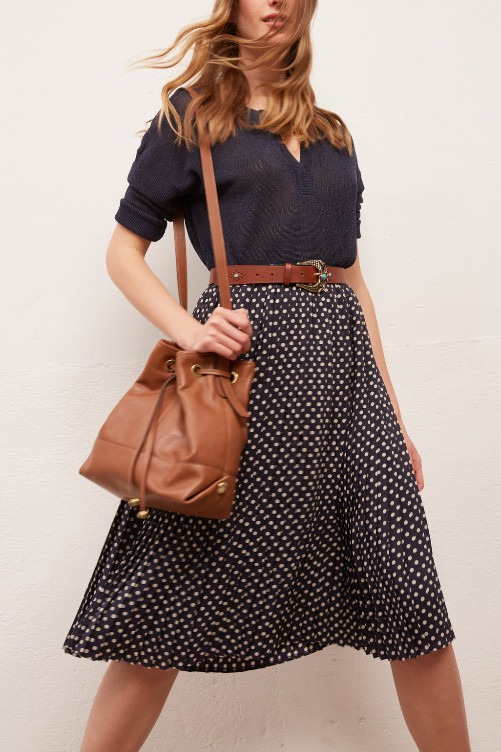 LAVINIA - Jupe plissée soleil imprimée Faume - seconde main