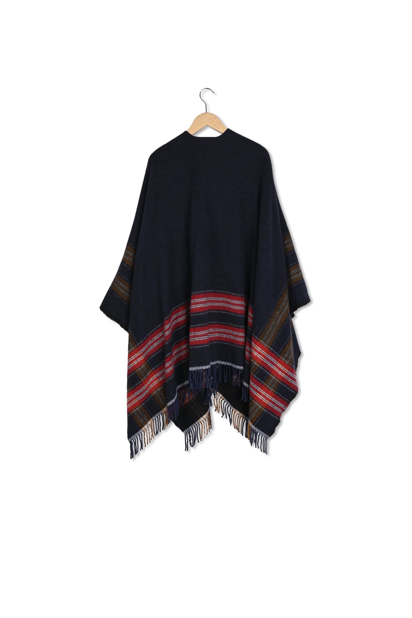 Poncho en laine à rayures et franges - GEENA Faume - seconde main