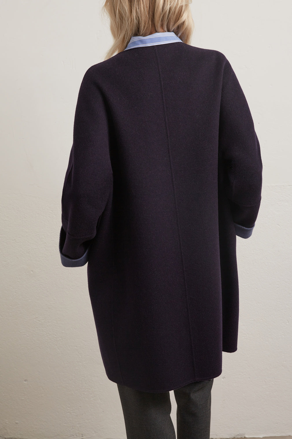 Severine - Manteau réversible bicolore en laine Faume - seconde main