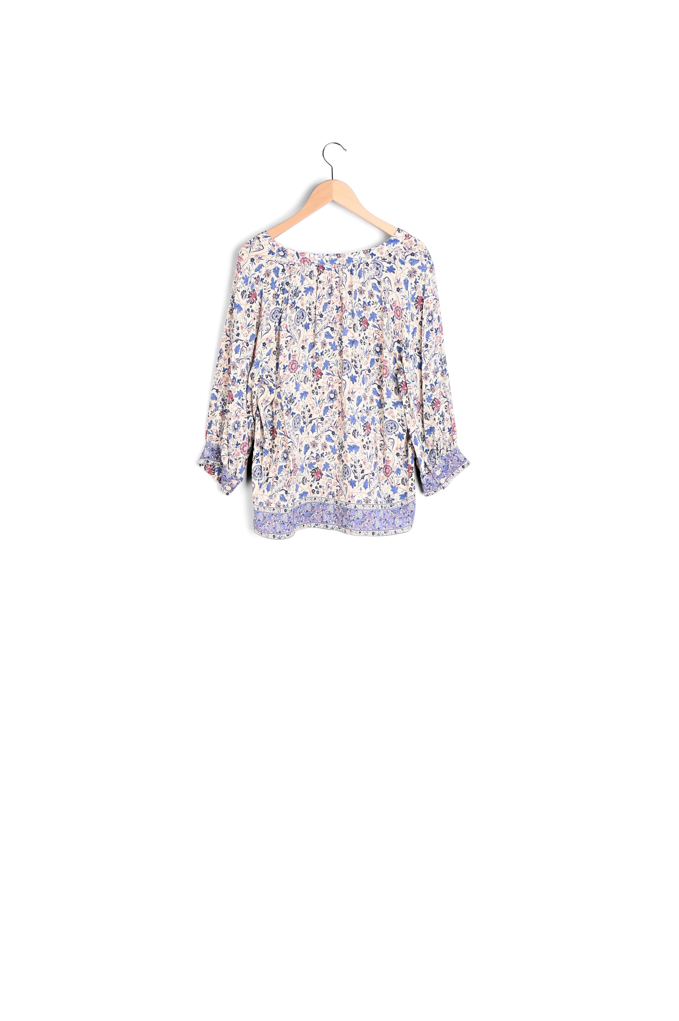 Blouse à motif et finitions contrastées - CAMELLIA Faume - seconde main