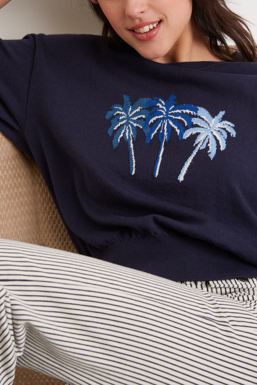 Pull Palmiers en coton et cachemire - LAHOURI Faume - seconde main