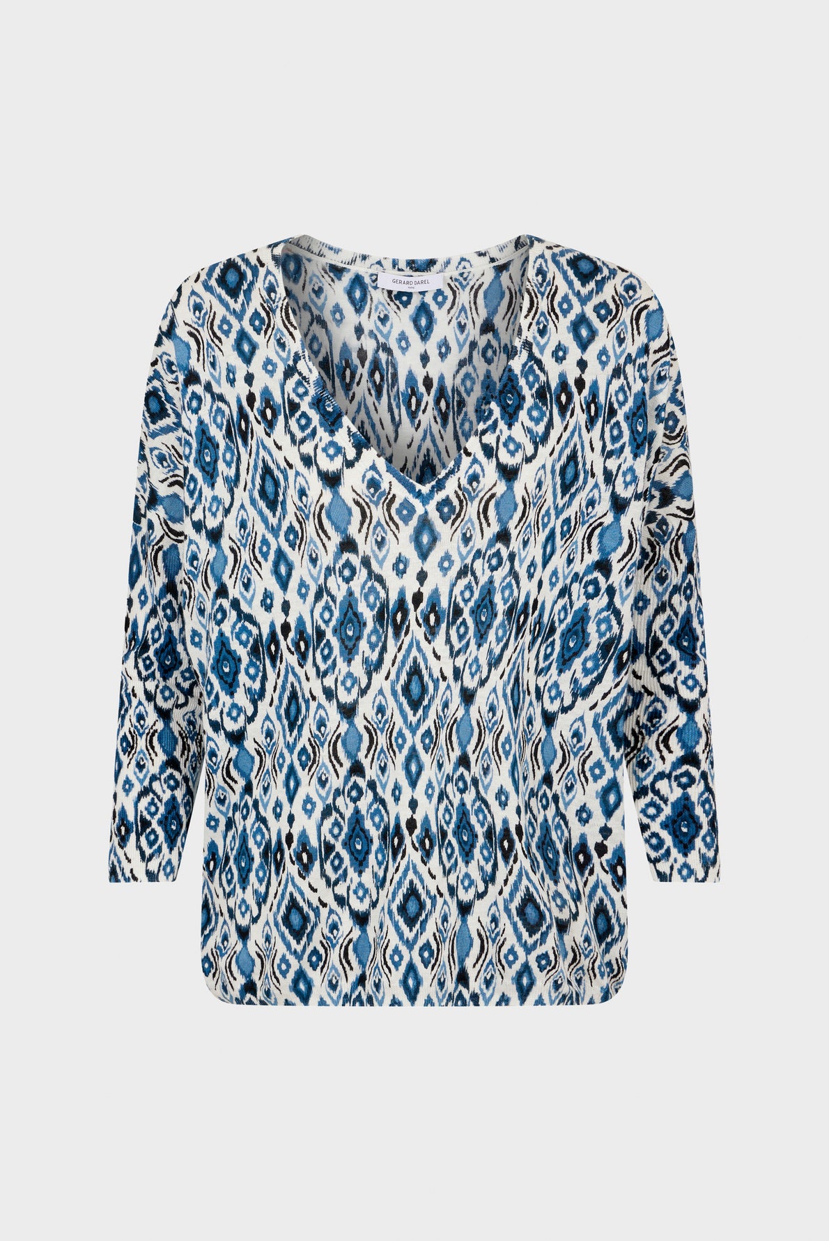 Pull en lin imprimé Ikat - LAURENCE Faume - seconde main